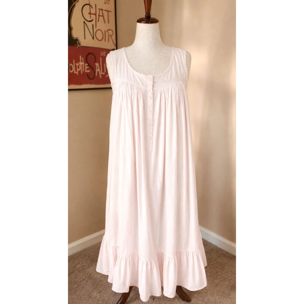 Vintage Victoria's Secret Gold Label Nightgown M Pink Cotton Cottagecore Maxi